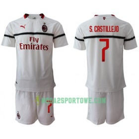 Koszulka AC Milan S.Castillejo 7 Dziecięcy Wyjazdowe Stroje Piłkarskie 2018/19 Krótki Rękaw